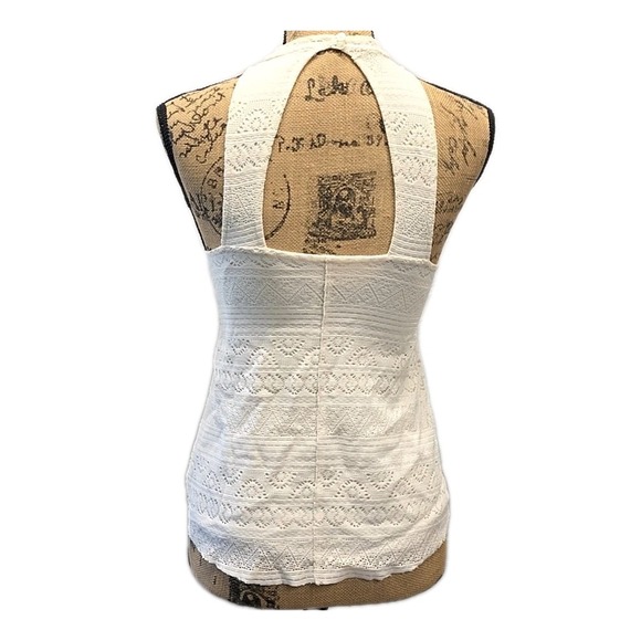 Hollister Ivory Lace Halter Top Open Back Sleeveless Boho Festival Tank sz XS - Picture 2 of 3